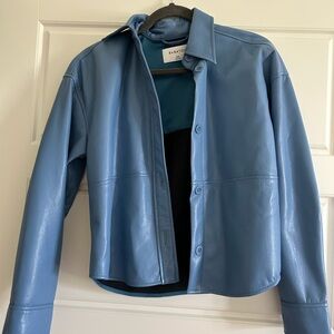 Women's Blue Faux Leather Jacket